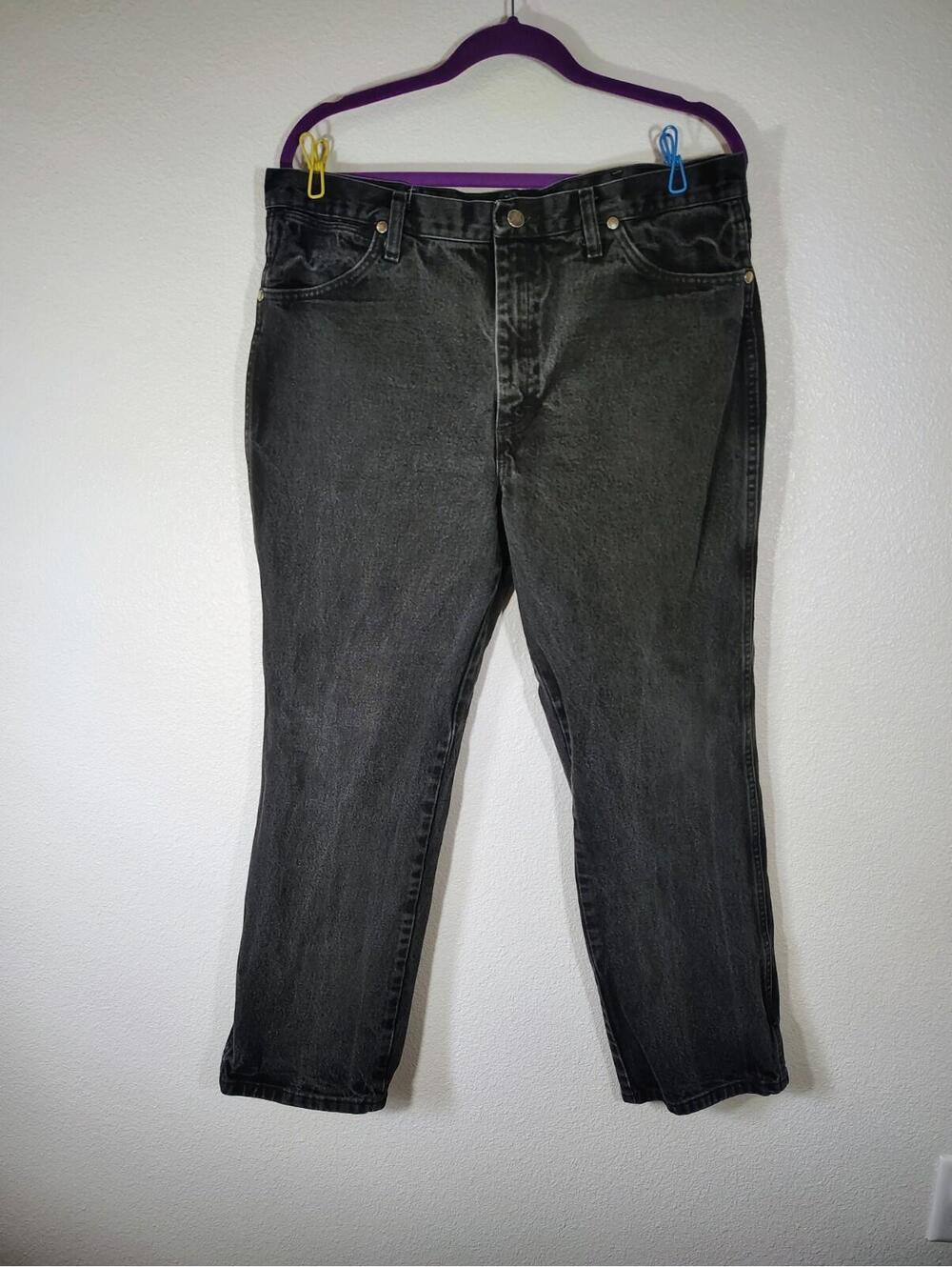 Wrangler Jeans Cotton Mens 36x30 Relax Straight Black Wash Casual Denim Vintage